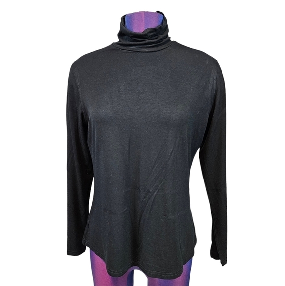 Herou Black Stretch Modal Mock Turtleneck‎ Top Size XL Women's I26 - Picture 8 of 8